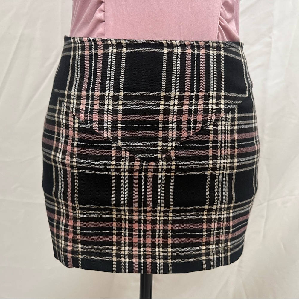 Rock Steady Clothing Pink Plaid Punk Rock Mini Skirt BNWT Sz M - Picture 2 of 13
